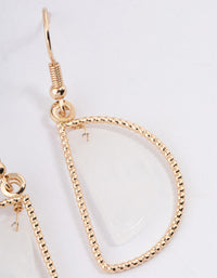 Gold Clear Quartz Half Circle Drop Earrings - link has visual effect only