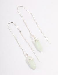 Silver Green Fluorite Threader Earrings - link has visual effect only