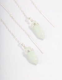 Silver Green Fluorite Threader Earrings - link has visual effect only