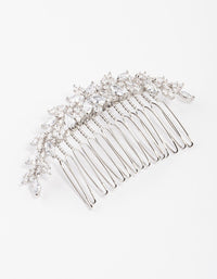 Rhodium Cubic Zirconia Floral Arch Hair Comb - link has visual effect only