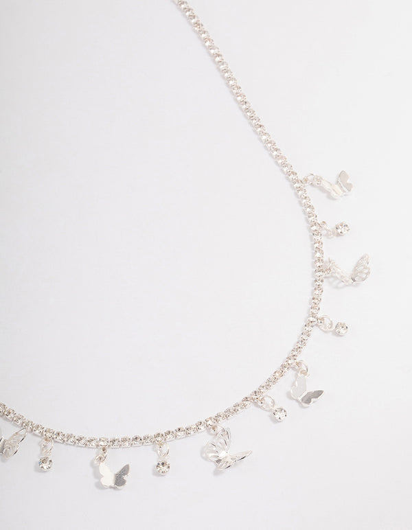 Silver Plated Cupchain Mixed Butterfly Necklace