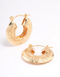 Gold Hollow Boho Textured Hoop Earrings - link has visual effect only