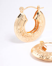 Gold Hollow Boho Textured Hoop Earrings - link has visual effect only