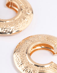 Gold Hollow Boho Textured Hoop Earrings - link has visual effect only