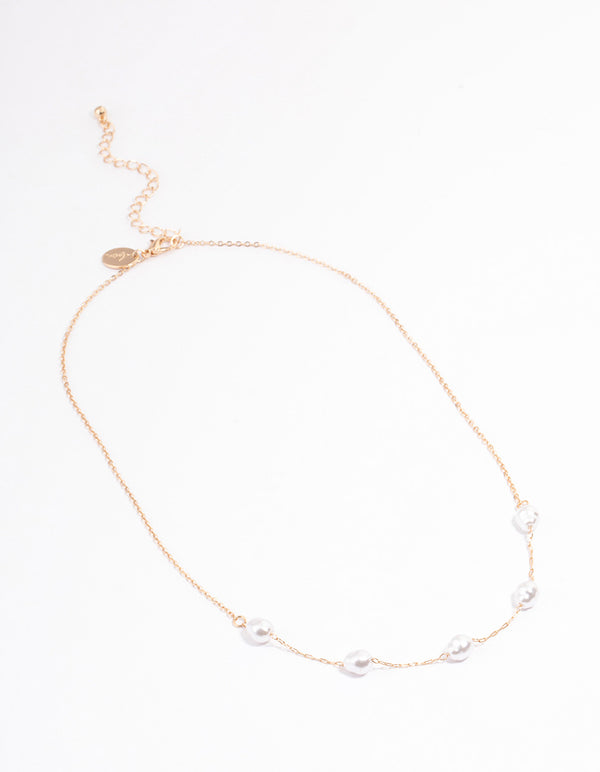 Gold Organic Pearl & Bead Necklace - Lovisa
