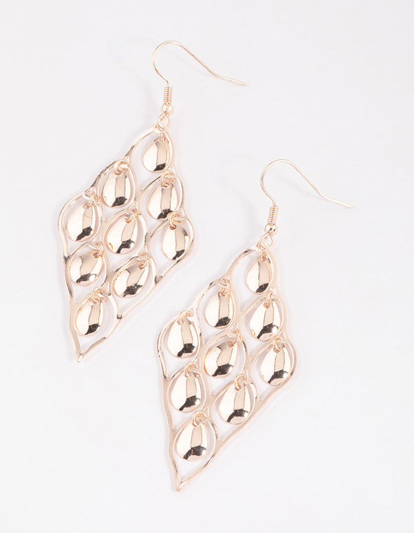 Rose Gold Teardrop Window Drop Earrings