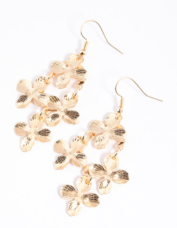 Gold Floral Drop Earrings