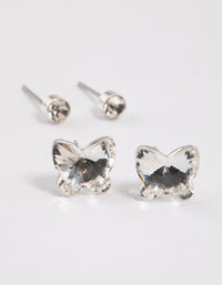 Silver Diamante & Butterfly Earrings Pack - link has visual effect only