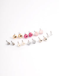 Pink Multi Ball & Beaded Earrings 8-Pack - link has visual effect only