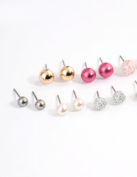 Pink Multi Ball & Beaded Earrings 8-Pack - link has visual effect only