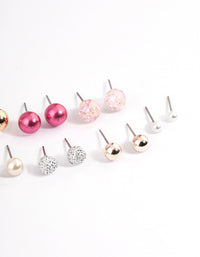 Pink Multi Ball & Beaded Earrings 8-Pack - link has visual effect only