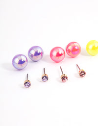 Bright Mixed Diamante & Ball Earrings 8-Pack - link has visual effect only