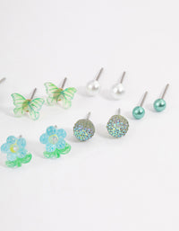 Teal Ball & Garden Earrings 8-Pack - link has visual effect only