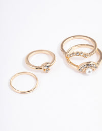 Gold Pearl & Diamante Nestled Ring 6-Pack - link has visual effect only