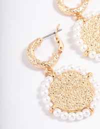 Gold Coin Pearl Hoop Earrings - link has visual effect only