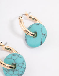 Gold Turquoise Disc Earrings - link has visual effect only