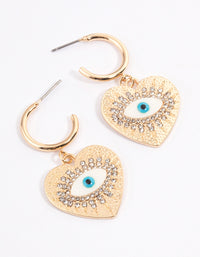 Gold Evil Eye Heart Earrings - link has visual effect only