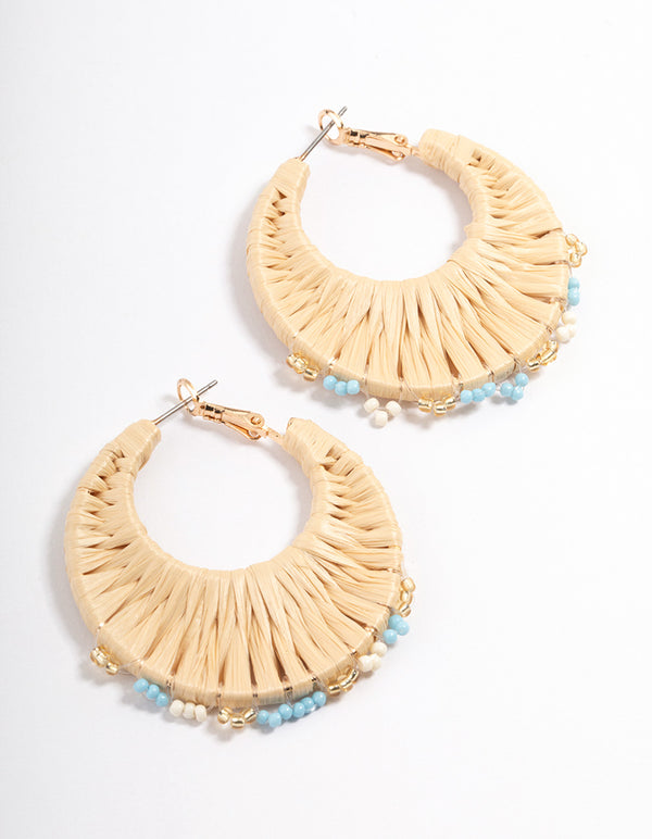 Fabric Raffia Hoop Earrings