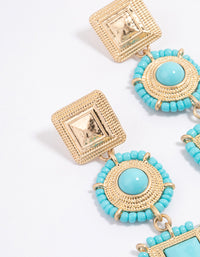 Gold Beaded Square Drop Earrings - link has visual effect only