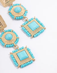 Gold Beaded Square Drop Earrings - link has visual effect only