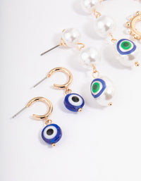 Gold Evil Eye Multi-Pack Earrings - link has visual effect only