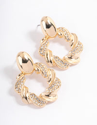 Gold Twisted Doorknocker Earrings - link has visual effect only