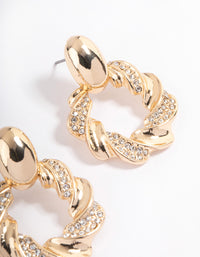 Gold Twisted Doorknocker Earrings - link has visual effect only