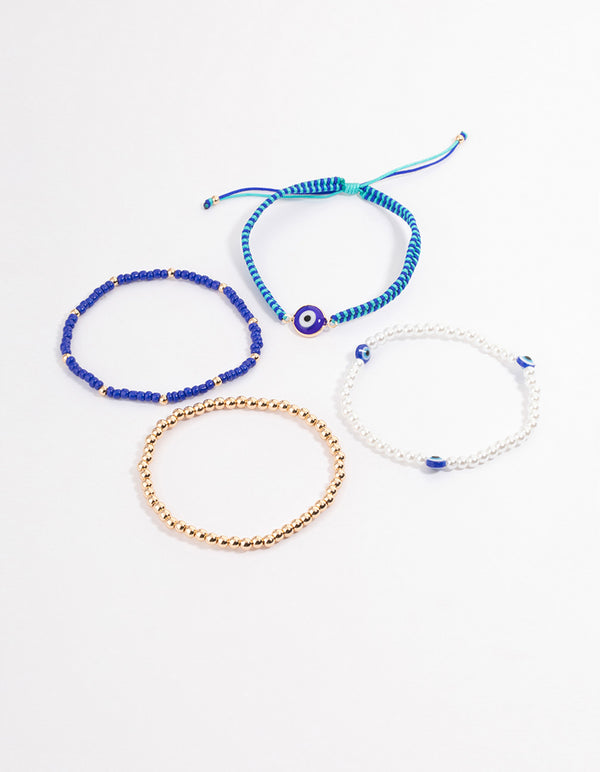 Gold Woven Evil Eye Bracelet