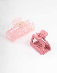 Plastic Pink Rectangle Claw Clip Pack - link has visual effect only