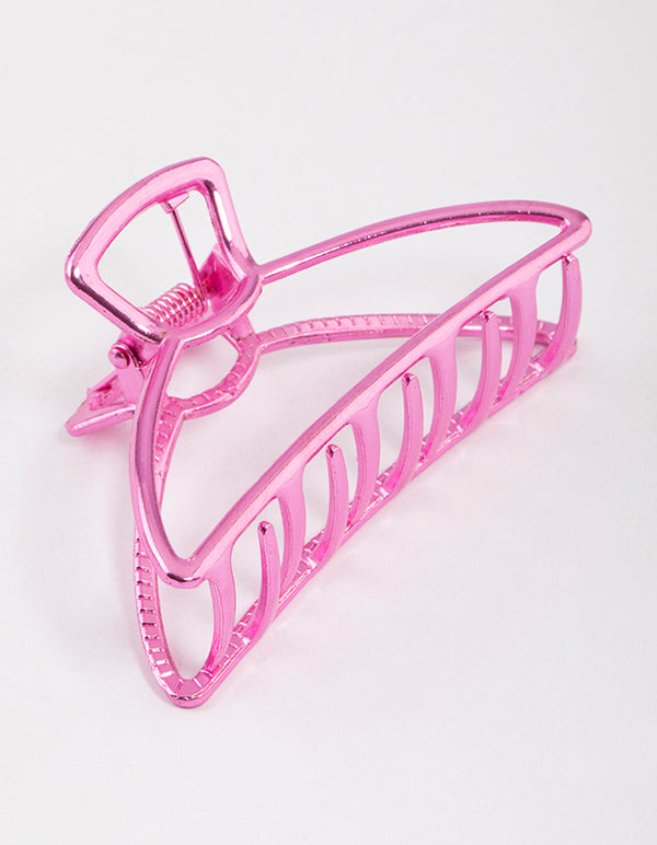 Coated Pink Outline Claw Clip