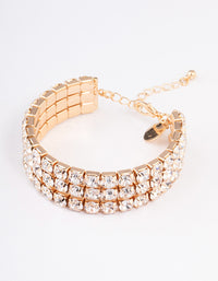 Gold Checkered Triple Row Cuff Bangle - link has visual effect only