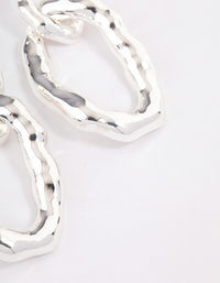 Silver Plated Molten Link Drop Earrings - link has visual effect only