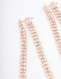 Rose Gold Front & Back Diamante Drop Earrings - link has visual effect only