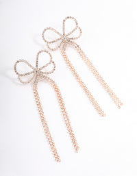 Rose Gold Big Bow Diamante Drop Earrings - link has visual effect only