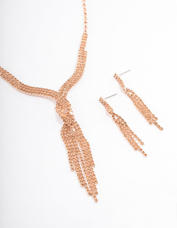 Rose Gold Graduated Twisted Jewellery Set