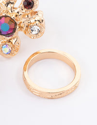 Gold Small Jewels Flower Pack Ring - link has visual effect only