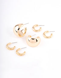 Gold Mixed Hoop Earring Pack - link has visual effect only