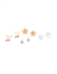 Pastel Enamel Charm Earrings 4-Pack - link has visual effect only