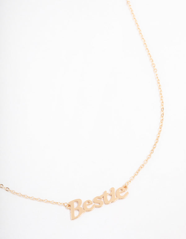 Gold Bestie Script Necklace