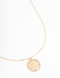 Gold Diamante Butterfly Disc Necklace - link has visual effect only