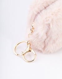 Gold Pink Fluffy Key Ring & Pouch - link has visual effect only