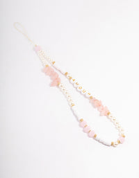 Mixed Bead & Rose Quartz Phone Strap - link has visual effect only