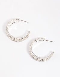 Silver Triple Illusion Mini Hoop Earrings - link has visual effect only