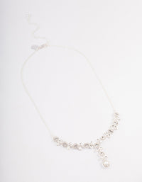 Silver Diamante Flower Y-Necklace - link has visual effect only