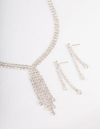 Silver Diamante Tassel Cupchain Jewellery Set - link has visual effect only