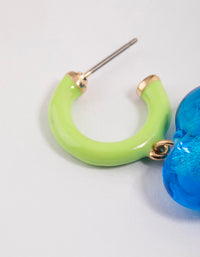 Blue Heart Drop Hoop Earrings - link has visual effect only