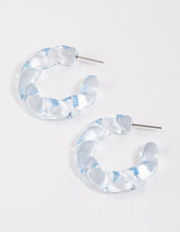 Blue Plastic Wave Hoop Earrings - link has visual effect only