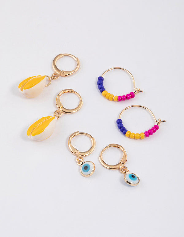 Gold Evil Eye Earrings Pack