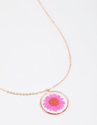 Pink Trapped Flower Pendant Necklace - link has visual effect only