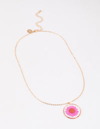 Pink Trapped Flower Pendant Necklace - link has visual effect only